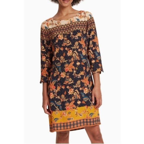 Desigual Paula paisley shift dress tunic size large autumn - Picture 12 of 14